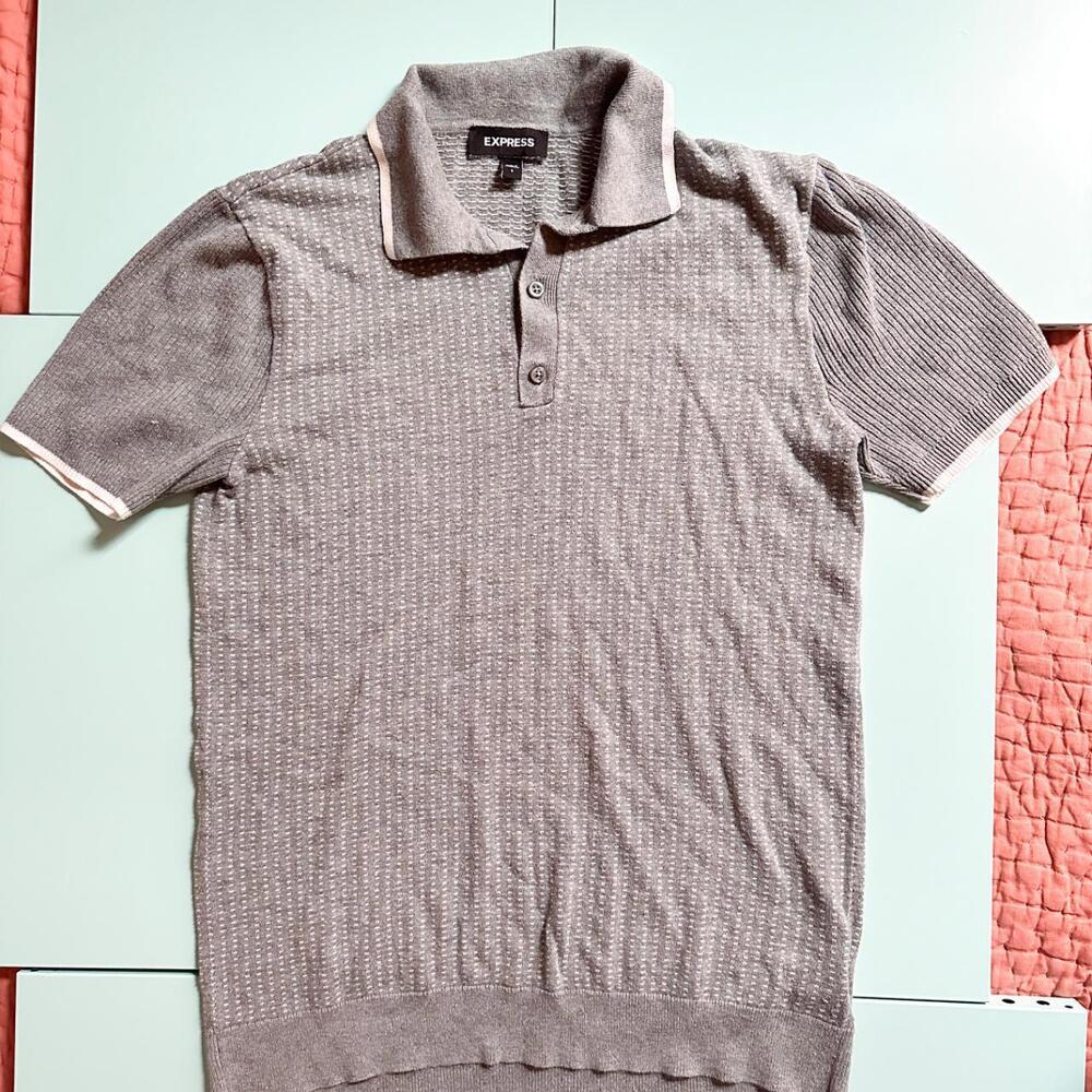 Express Knit Polo Small Gray